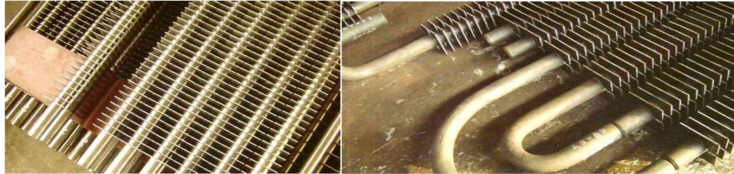 Close-up of boiler heat-transfer tubes